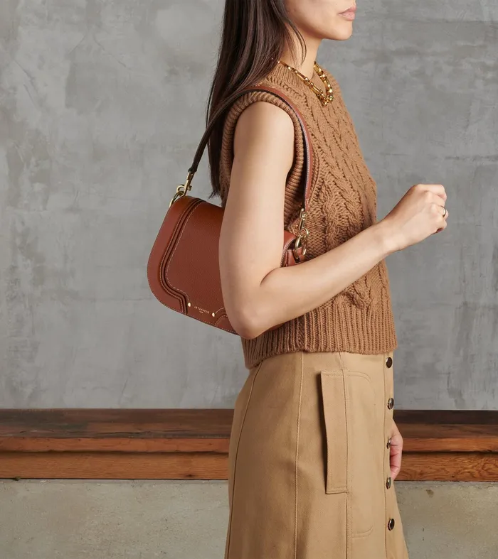 Le Tanneur Crossbody Bags Women Medium Crossbody Bag In Grained Leather Mahogany Brown