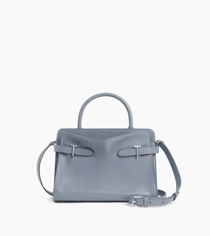 Le Tanneur Crossbody Bags Women Medium Handbag In Smooth Leather And Suede Clay Blue Le Tanneur Crossbody Bags Women Medium Handbag In Smooth Leather And Suede Clay Blue