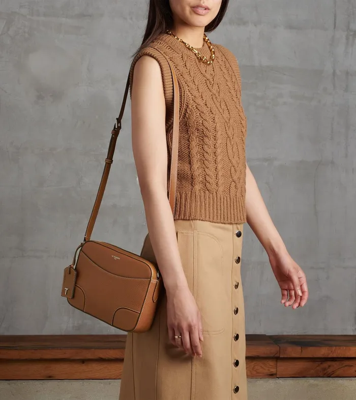 Le Tanneur Crossbody Bags Women Medium Shoulder Bag In Smooth Grained Leather Brown Tan