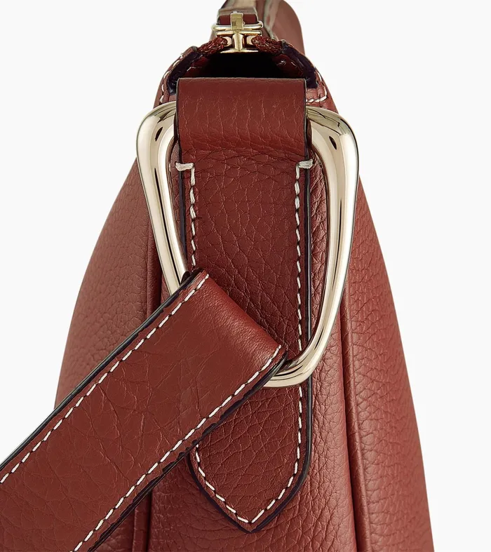 Le Tanneur Crossbody Bags Women MidSized Hobo Bag In Grained Leather Mahogany Brown