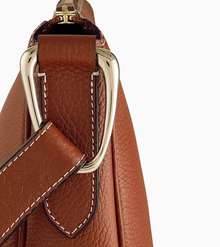 Le Tanneur Crossbody Bags Women MidSized Hobo Bag In Grained Leather Mahogany Brown