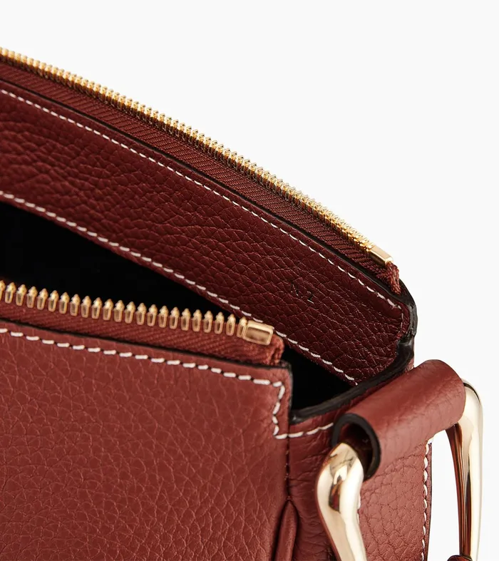 Le Tanneur Crossbody Bags Women MidSized Hobo Bag In Grained Leather Mahogany Brown