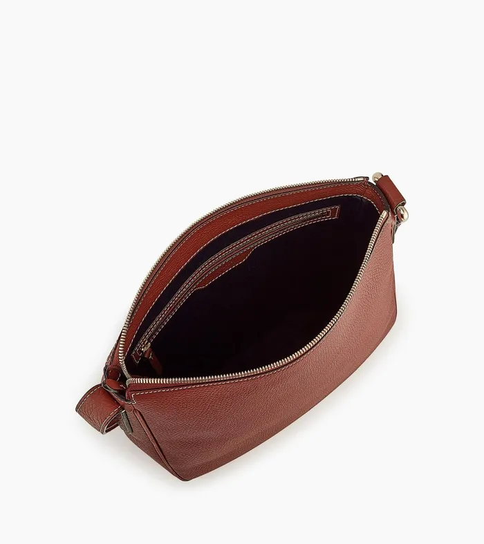 Le Tanneur Crossbody Bags Women MidSized Hobo Bag In Grained Leather Mahogany Brown