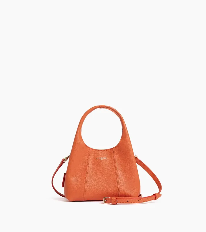 Le Tanneur Crossbody Bags Women Mini Handbag In Grained Leather Orange Ocher