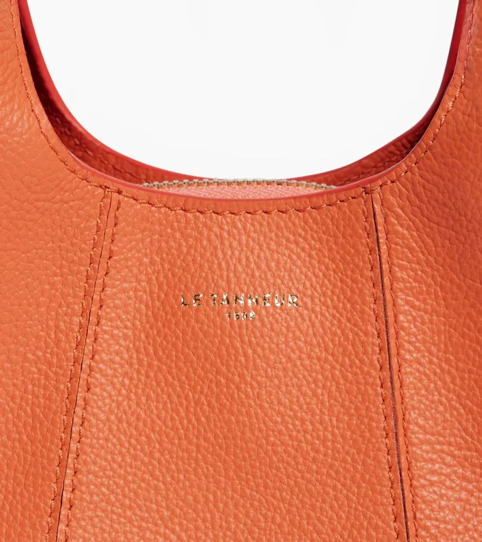 Le Tanneur Crossbody Bags Women Mini Handbag In Grained Leather Orange Ocher