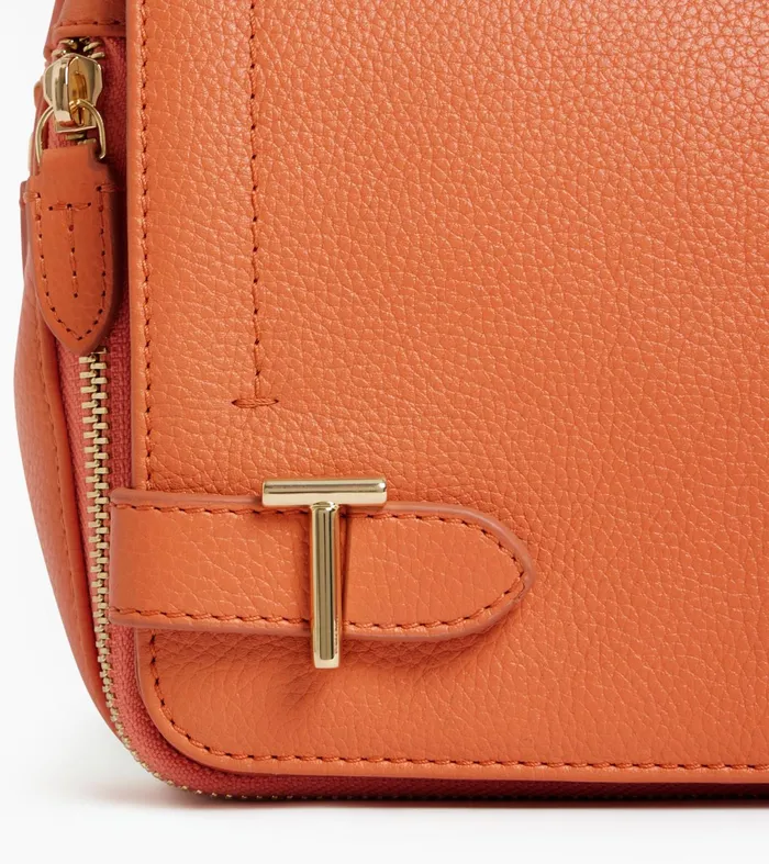 Le Tanneur Crossbody Bags Women Small Bag With Crossbody Strap In Grained Leather Orange Ocher