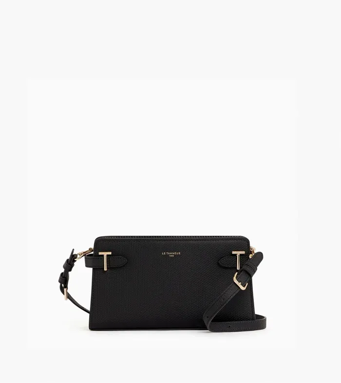 Le Tanneur Crossbody Bags Women Small Shoulder Bag In Signature T Leather Black Le Tanneur Crossbody Bags Women Small Shoulder Bag In Signature T Leather Black