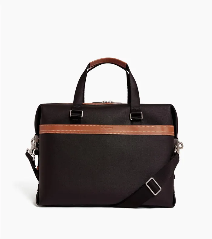 Le Tanneur Document Holders and Briefcases MenWomen 13034 Briefcase In Coated Canvas Black Brown Le Tanneur Document Holders and Briefcases MenWomen 13034 Briefcase In Coated Canvas Black Brown