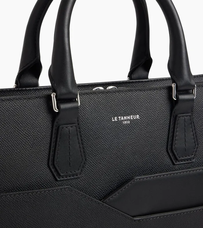 Le Tanneur Document Holders and Briefcases MenWomen Slim 15034 Briefcase In Cross Grain Leather Black