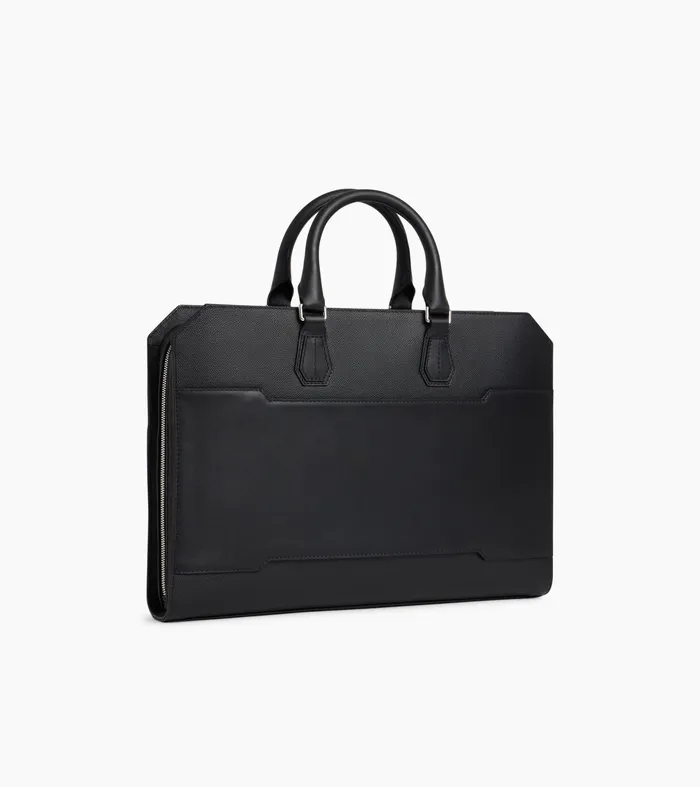 Le Tanneur Document Holders and Briefcases MenWomen Slim 15034 Briefcase In Cross Grain Leather Black