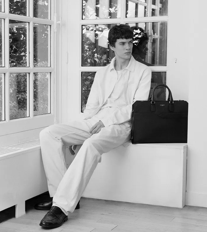 Le Tanneur Document Holders and Briefcases MenWomen Slim 15034 Briefcase In Cross Grain Leather Black