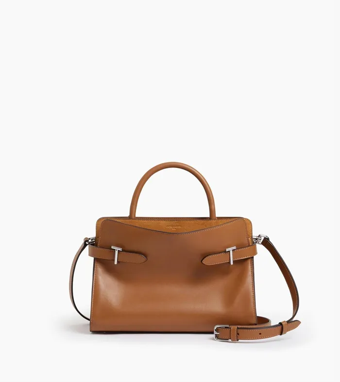 Le Tanneur Handbags Women Medium Handbag In Smooth Leather And Suede Brown Tan Le Tanneur Handbags Women Medium Handbag In Smooth Leather And Suede Brown Tan