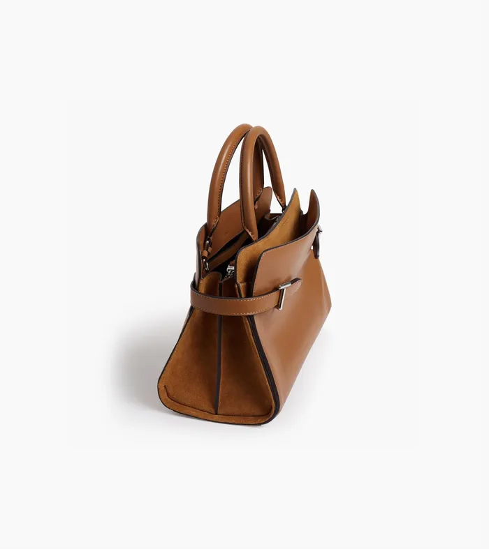 Le Tanneur Handbags Women Medium Handbag In Smooth Leather And Suede Brown Tan