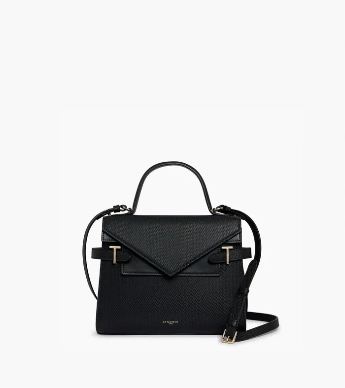 Le Tanneur Handbags Women Medium Handbag With Double Flap In TSignature Leather Black Le Tanneur Handbags Women Medium Handbag With Double Flap In TSignature Leather Black