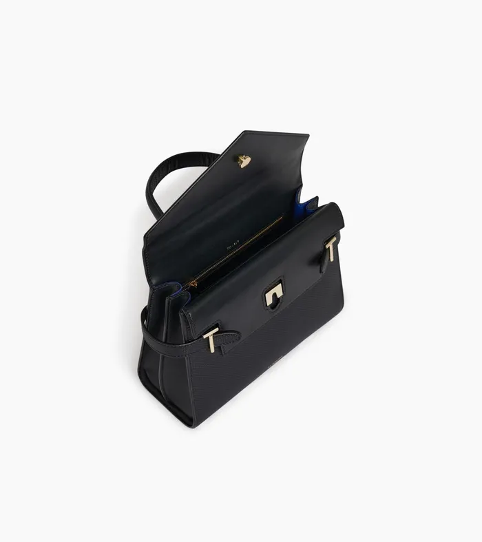 Le Tanneur Handbags Women Medium Handbag With Double Flap In TSignature Leather Black