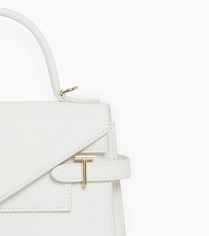 Le Tanneur Handbags Women Medium Handbag With Double Flap In TSignature Leather Chalk White