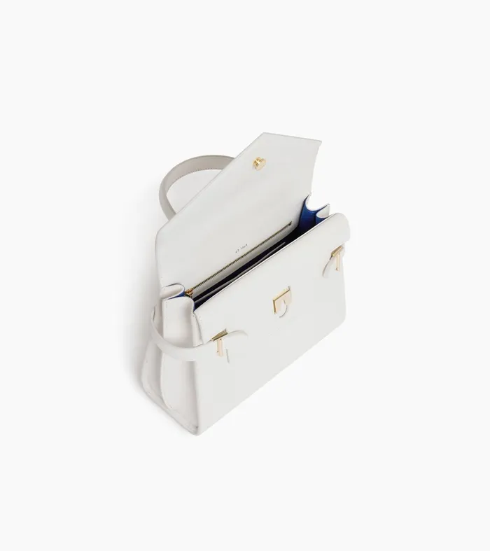 Le Tanneur Handbags Women Medium Handbag With Double Flap In TSignature Leather Chalk White