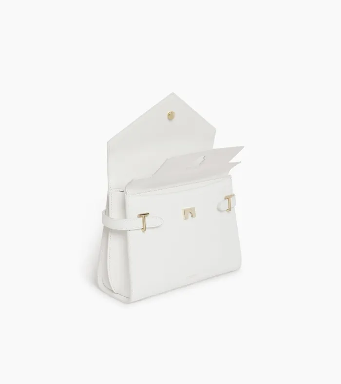 Le Tanneur Handbags Women Medium Handbag With Double Flap In TSignature Leather Chalk White