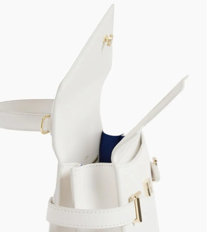 Le Tanneur Handbags Women Medium Handbag With Double Flap In TSignature Leather Chalk White
