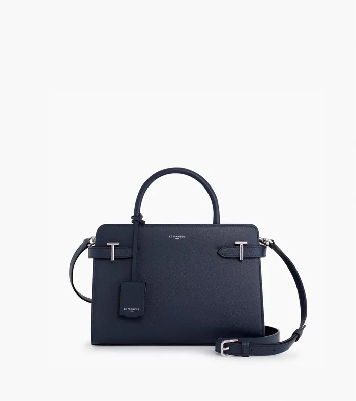 Le Tanneur Handbags Women MediumSized Handbag In Grained Leather Twilight Blue Le Tanneur Handbags Women MediumSized Handbag In Grained Leather Twilight Blue