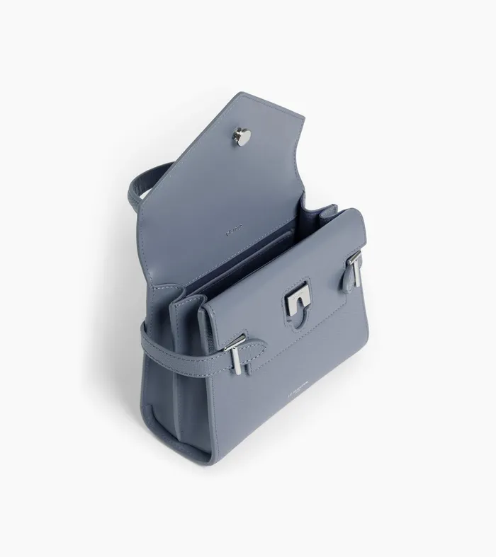 Le Tanneur Handbags Women Small Double Flap Handbag In Signature T Leather Clay Blue