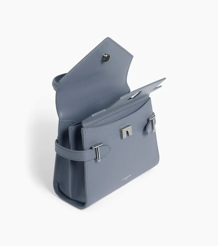 Le Tanneur Handbags Women Small Double Flap Handbag In Signature T Leather Clay Blue