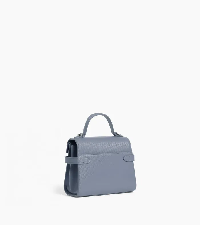 Le Tanneur Handbags Women Small Double Flap Handbag In Signature T Leather Clay Blue
