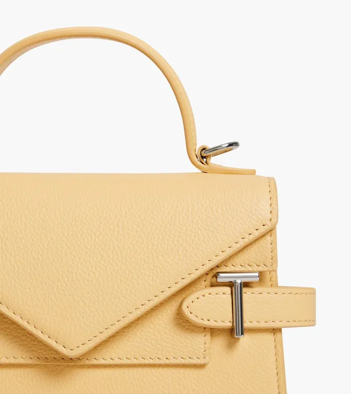 Le Tanneur Handbags Women Small Handbag With Double Flap In Grained Leather Aurora Yellow