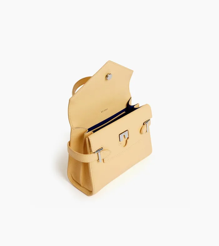 Le Tanneur Handbags Women Small Handbag With Double Flap In Grained Leather Aurora Yellow