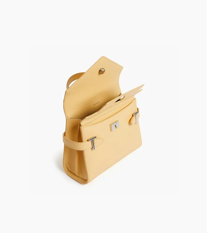 Le Tanneur Handbags Women Small Handbag With Double Flap In Grained Leather Aurora Yellow