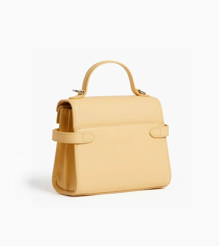 Le Tanneur Handbags Women Small Handbag With Double Flap In Grained Leather Aurora Yellow