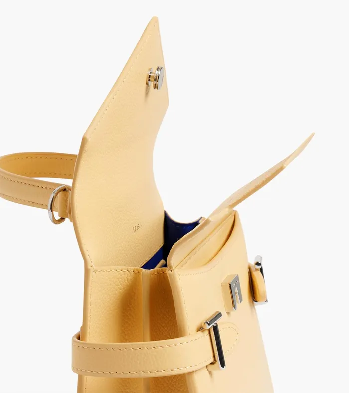 Le Tanneur Handbags Women Small Handbag With Double Flap In Grained Leather Aurora Yellow