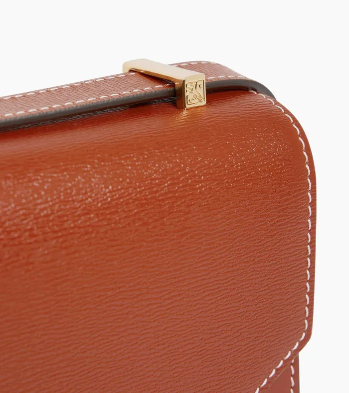 Le Tanneur Mini Bags Women Mini Shoulder Bag In Cork Effect Leather Mahogany Brown