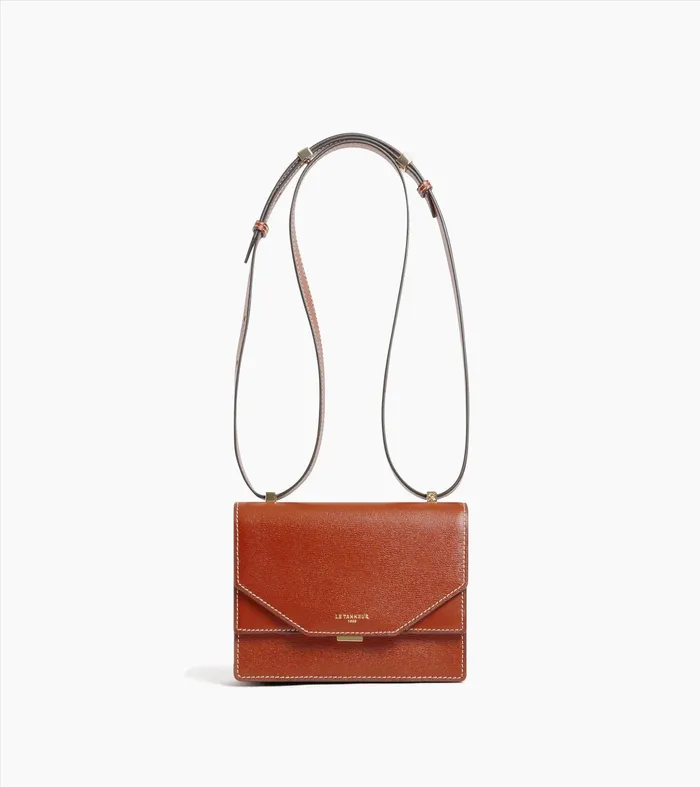 Le Tanneur Mini Bags Women Mini Shoulder Bag In Cork Effect Leather Mahogany Brown