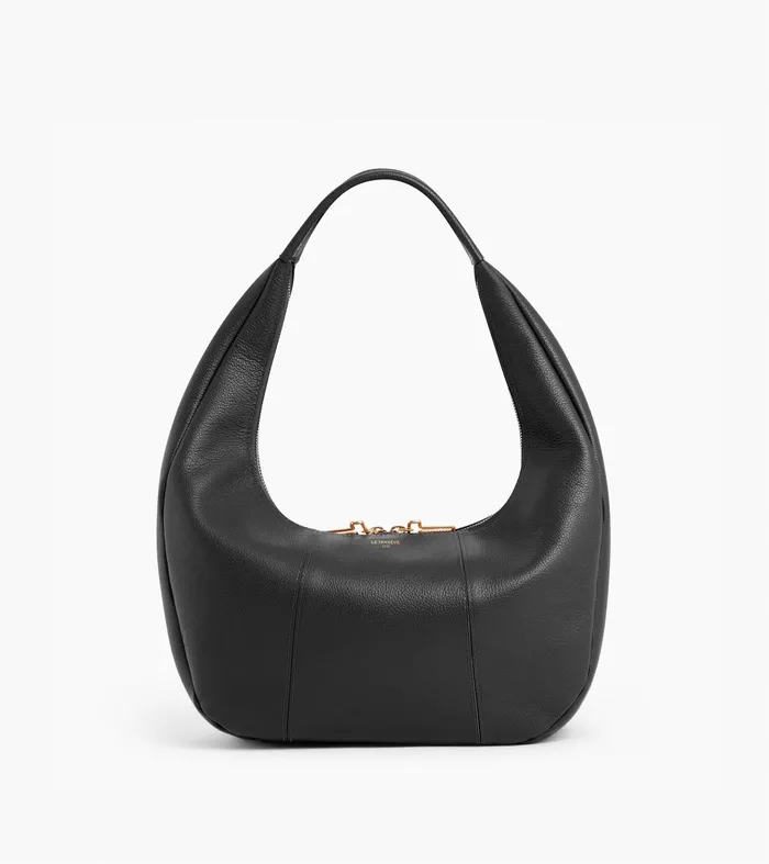 Le Tanneur Totes and Shoulder Bags Women Large Hobo Bag In Grained Leather Black Le Tanneur Totes and Shoulder Bags Women Large Hobo Bag In Grained Leather Black