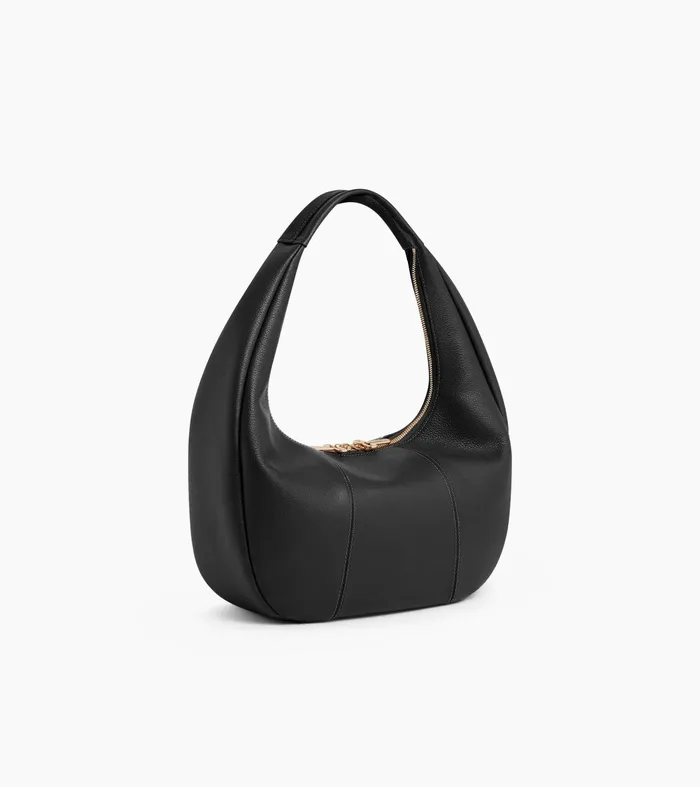 Le Tanneur Totes and Shoulder Bags Women Large Hobo Bag In Grained Leather Black