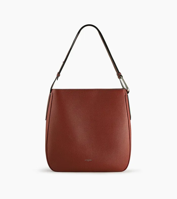 Le Tanneur Totes and Shoulder Bags Women Large Hobo Bag In Grained Leather Mahogany Brown Le Tanneur Totes and Shoulder Bags Women Large Hobo Bag In Grained Leather Mahogany Brown