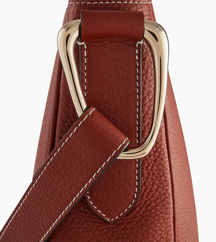 Le Tanneur Totes and Shoulder Bags Women Large Hobo Bag In Grained Leather Mahogany Brown