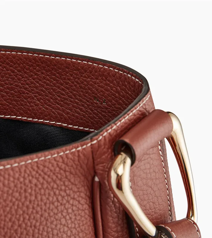 Le Tanneur Totes and Shoulder Bags Women Large Hobo Bag In Grained Leather Mahogany Brown