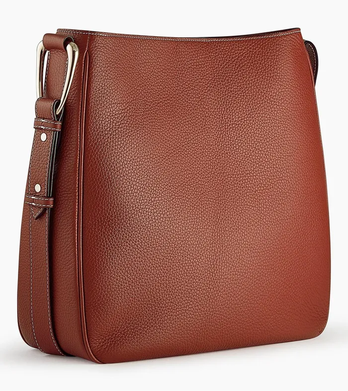 Le Tanneur Totes and Shoulder Bags Women Large Hobo Bag In Grained Leather Mahogany Brown