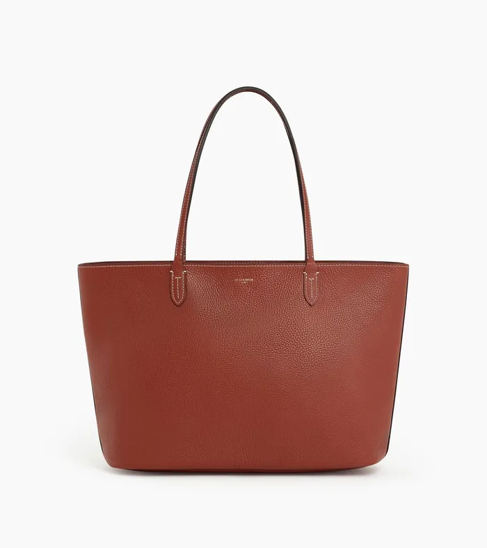 Le Tanneur Totes and Shoulder Bags Women Large Tote In Grained Leather Mahogany Brown Twilight Blue Le Tanneur Totes and Shoulder Bags Women Large Tote In Grained Leather Mahogany Brown Twilight Blue