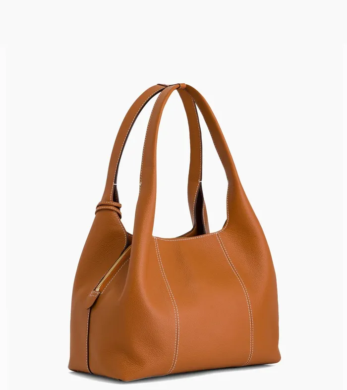 Le Tanneur Totes and Shoulder Bags Women MediumSized Shoulder Bag In Grained Leather Brown Tan