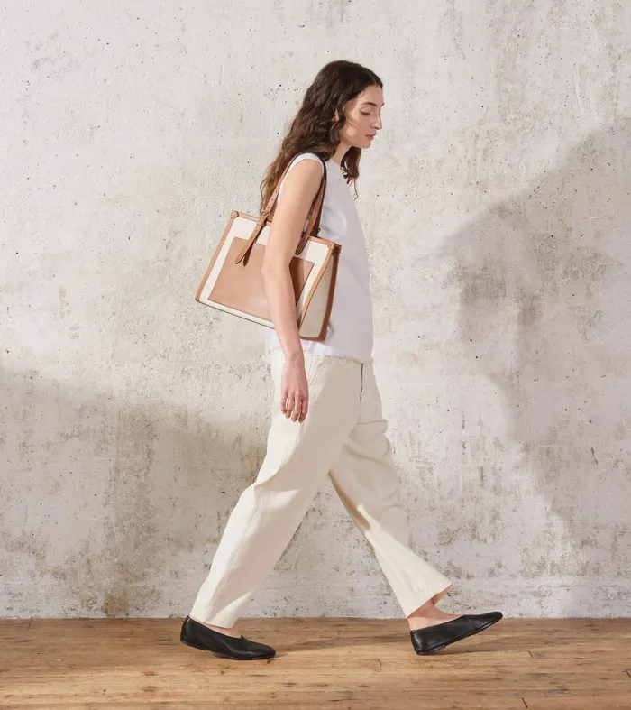 Le Tanneur Totes and Shoulder Bags Women Small Tote Bag In Cotton Canvas Natural Tan
