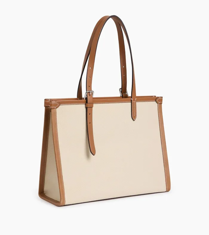 Le Tanneur Totes and Shoulder Bags Women Small Tote Bag In Cotton Canvas Natural Tan