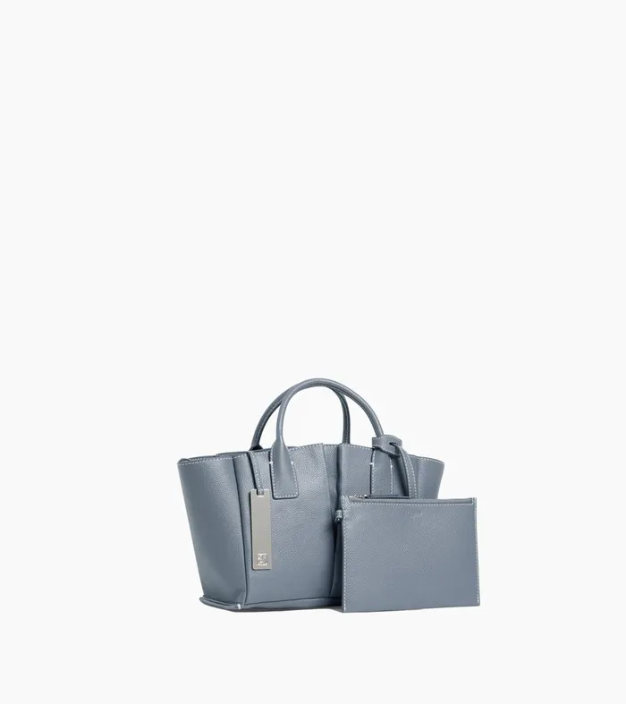 Le Tanneur Totes and Shoulder Bags Women Small Tote Bag In Grained Leather Clay Blue