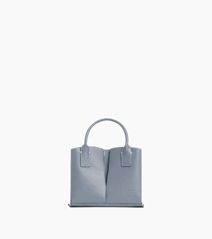 Le Tanneur Totes and Shoulder Bags Women Small Tote Bag In Grained Leather Clay Blue