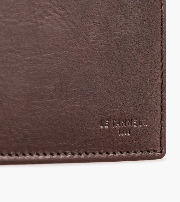 Le Tanneur Wallets Men Horizontal Zipped Pocket Wallet In Oiled Leather Brown