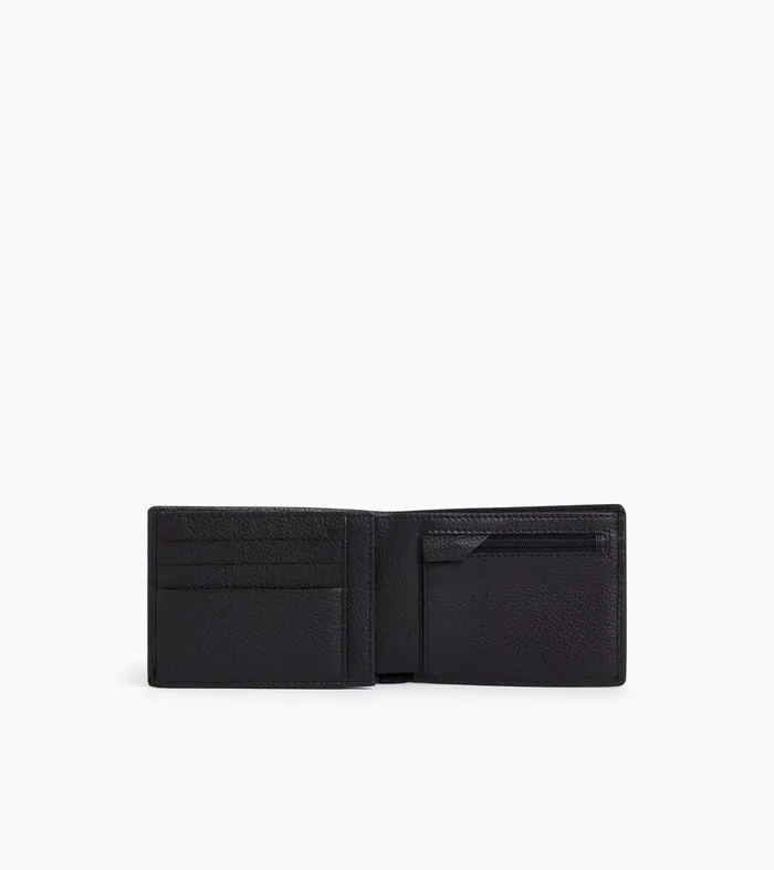 Le Tanneur Wallets Men Horizontal Zipped Wallet With 2 Gussets In Grained Leather Black Le Bleu