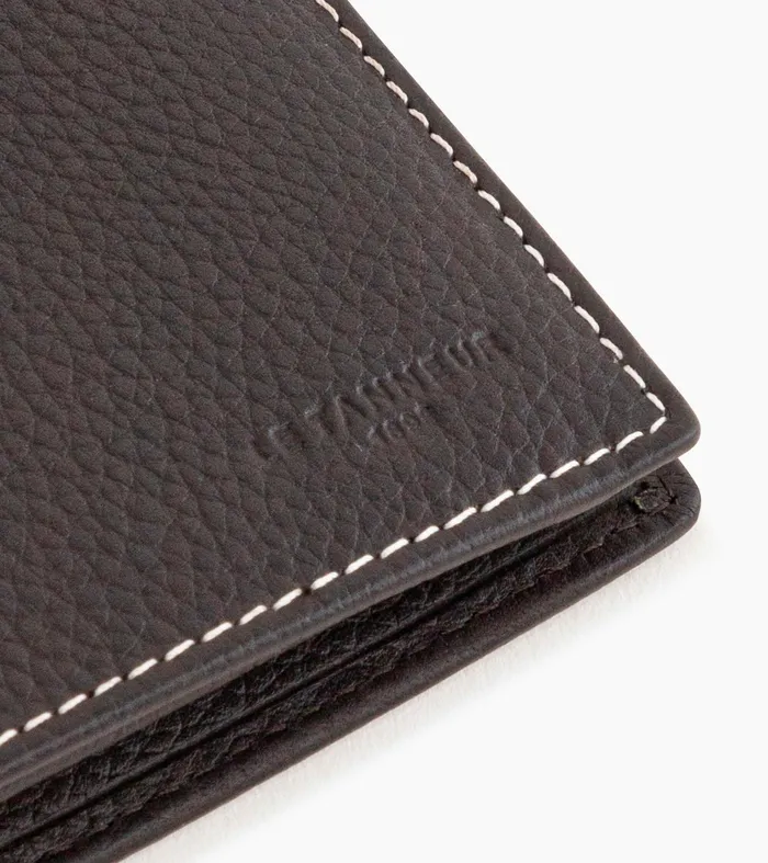 Le Tanneur Wallets Men MediumSized Zipped Wallet With 2 Gussets In Grained Leather Brown Coffee Chalk White