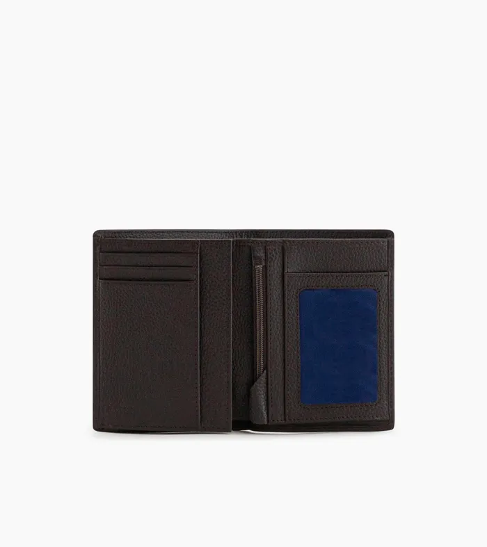 Le Tanneur Wallets Men MediumSized Zipped Wallet With 2 Gussets In Grained Leather Brown Coffee Chalk White